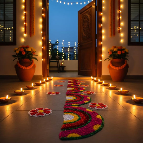 AGANTUK Handmade Festival Rangoli Door Mat Runner