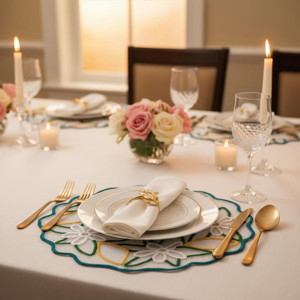 Handmade Colored Floral Round Place Mat for Table & Home Decor