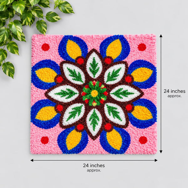 AGANTUK Handmade Rangoli Doormat – 90x90cm Festive Mat