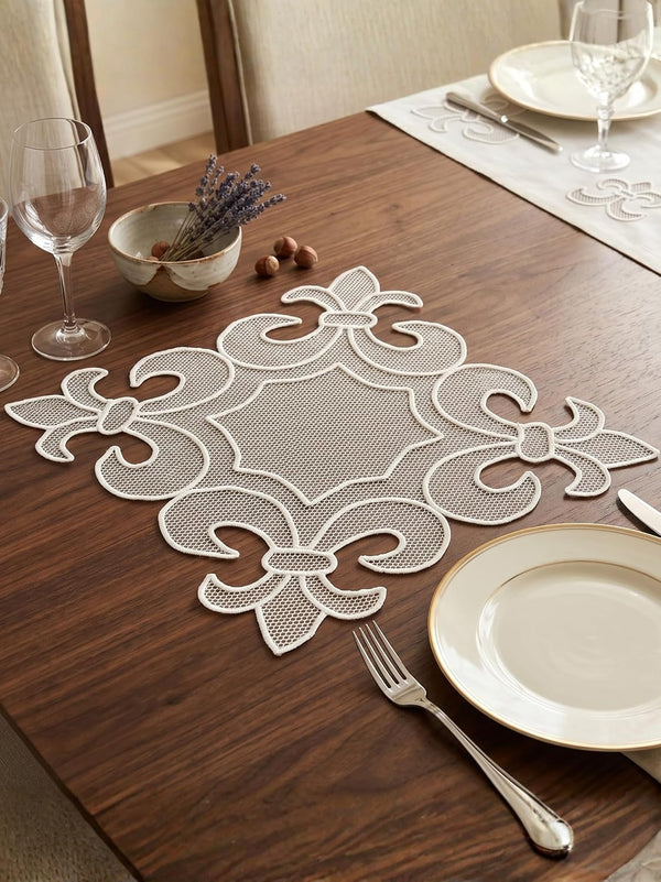 Handmade White Floral Decorative Place Mat for Dining Table