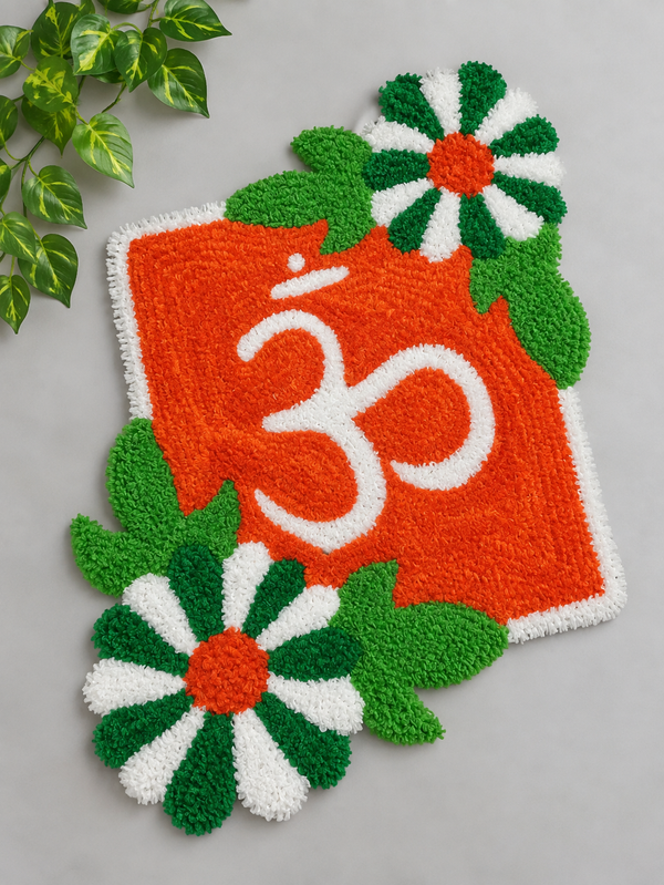 AGANTUK Handcrafted Woolen Rangoli Mat – OM Design