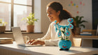 AGANTUK Handmade Pipe Cleaner Blue Lily Flower Pot for Decor