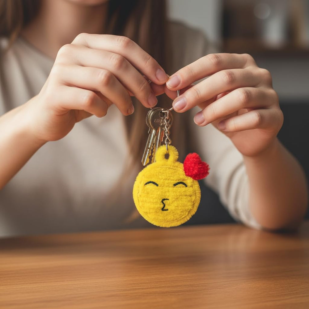 AGANTUK Handmade Pouch Face Pipe Cleaner Keychain with Metal Ring