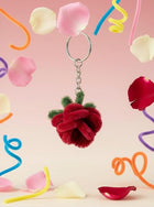 AGANTUK Handmade Red Rose Pipe Cleaner Keychain with Metal Ring