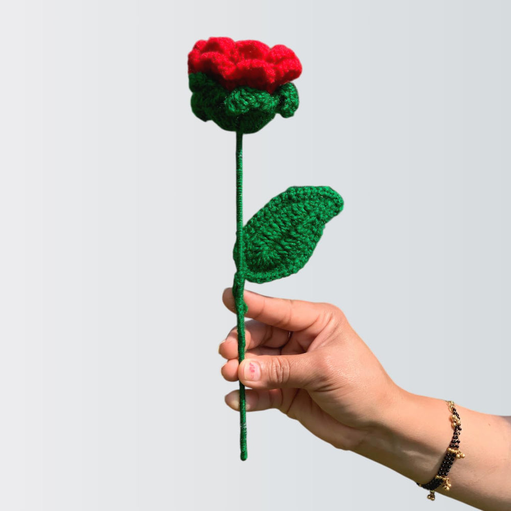AGANTUK Handcrafted Woolen Crochet Rose Flower
