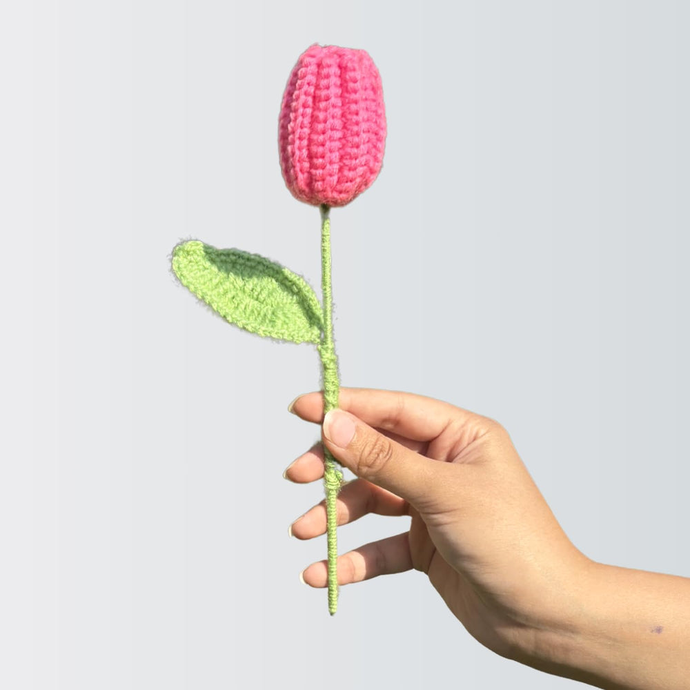 AGANTUK Handcrafted Woolen Crochet Tulip Flower