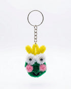 AGANTUK Handcrafted Pipe Cleaner Frog Buddy Keychain, Green and White, Animal Design with Googly Eyes