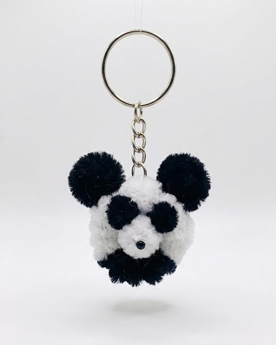 AGANTUK Handmade Black & White Panda Pipe Cleaner Keychain