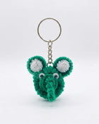 AGANTUK Handmade Green White Elephant Pipe Cleaner Keychain