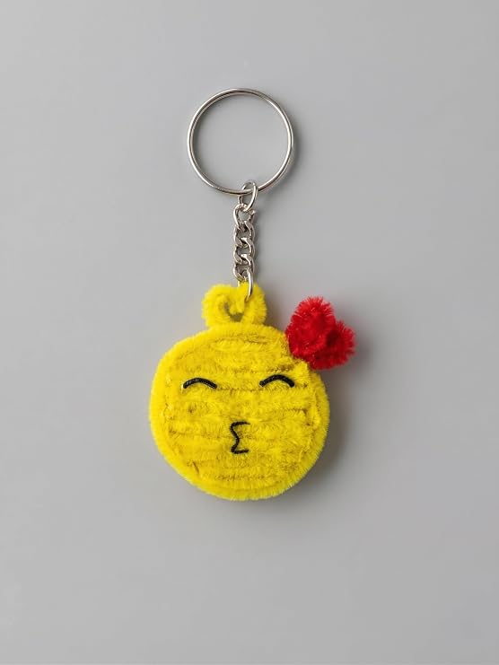 AGANTUK Handmade Pouch Face Pipe Cleaner Keychain with Metal Ring