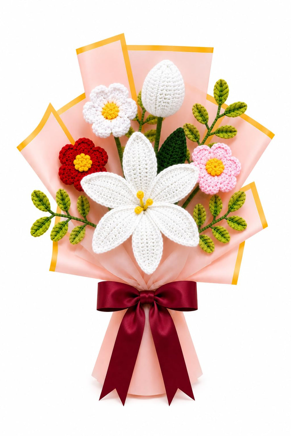 AGANTUK Handmade Crochet Mix Flower Bouquet