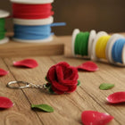 AGANTUK Handmade Red Rose Pipe Cleaner Keychain with Metal Ring