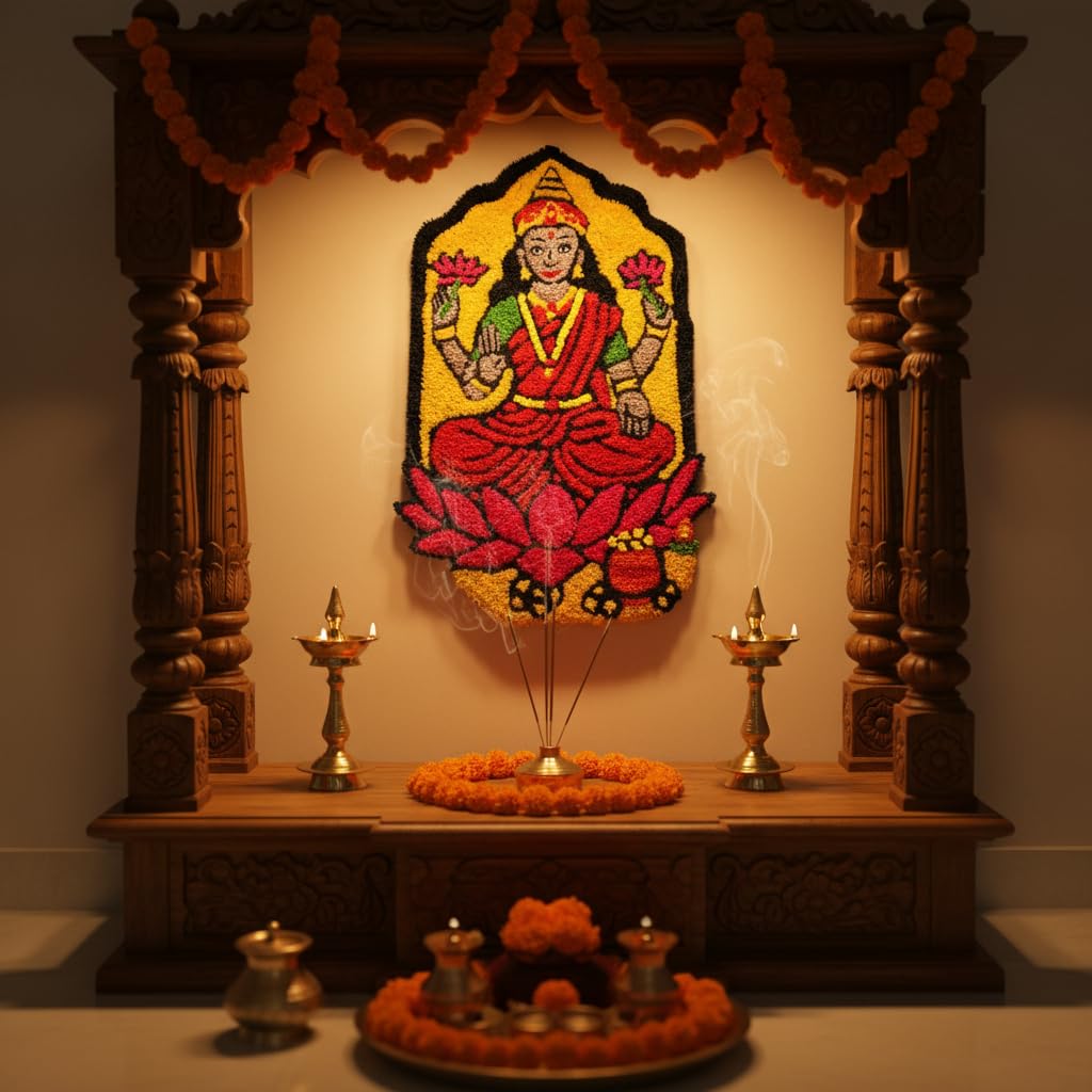 AGANTUK Handcrafted Goddess Laxmi 3D Tufted Wall Art