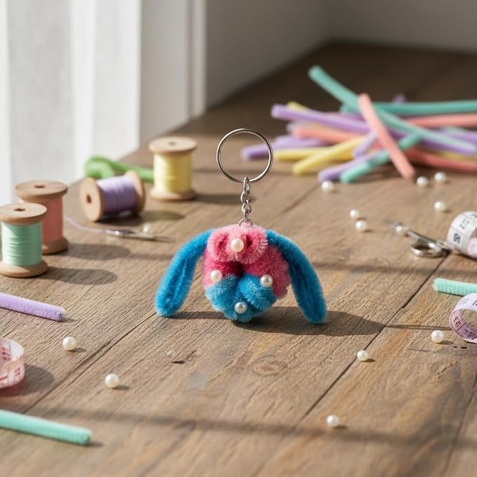 AGANTUK Handmade Pipe Cleaner Keychain with Metal Ring