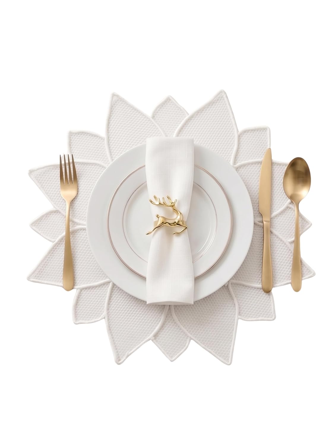 Handmade White Lotus Floral Decorative Place Mat for Home Decor