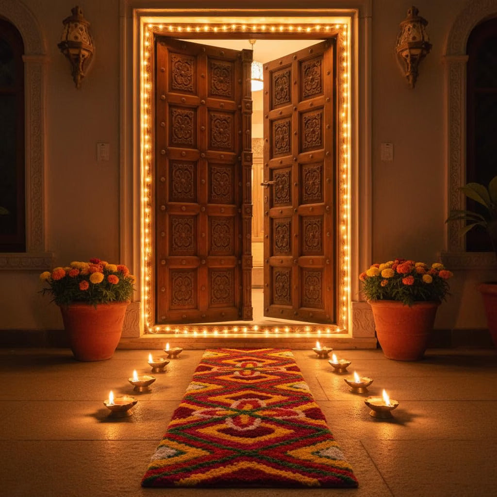 AGANTUK Handmade Festival Rangoli Door Mat Runner