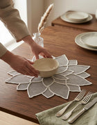 Handmade White Lotus Floral Decorative Place Mat for Home Decor