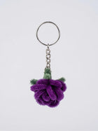 AGANTUK Handmade Purple Rose Pipe Cleaner Keychain with Metal Ring