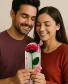 AGANTUK Handmade Crochet Red Rose Gift with Ready-to-Gift Packaging