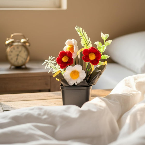 AGANTUK Handmade Pipe Cleaner Daisy Flower Pot for Home Decor