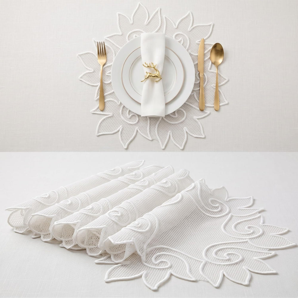 Handmade White Floral Lace Decorative Place Mat for Home Decor