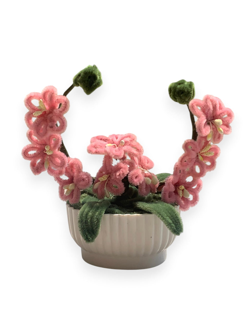 AGANTUK Handmade Pipe Cleaner Pink Lily Flower Pot for Home Decor
