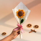 AGANTUK Handmade Crochet Sunflower Single Stem Flower Bouquet