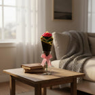 AGANTUK Handmade Crochet Pink Rose Single Stem Flower Bouquet