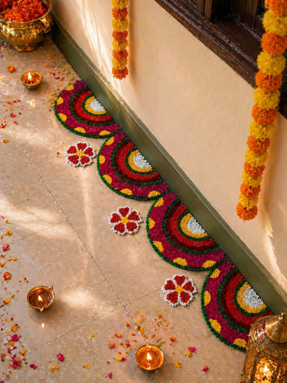 AGANTUK Handmade Festival Rangoli Door Mat Runner