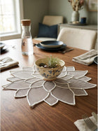 Handmade White Lotus Floral Decorative Place Mat for Home Decor
