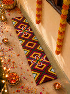 AGANTUK Handmade Festival Rangoli Door Mat Runner | Decorative Floor Decoration for Festival & Home Entrance (Brown)