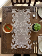 Handmade White Floral Decorative Rectangular Place Mat
