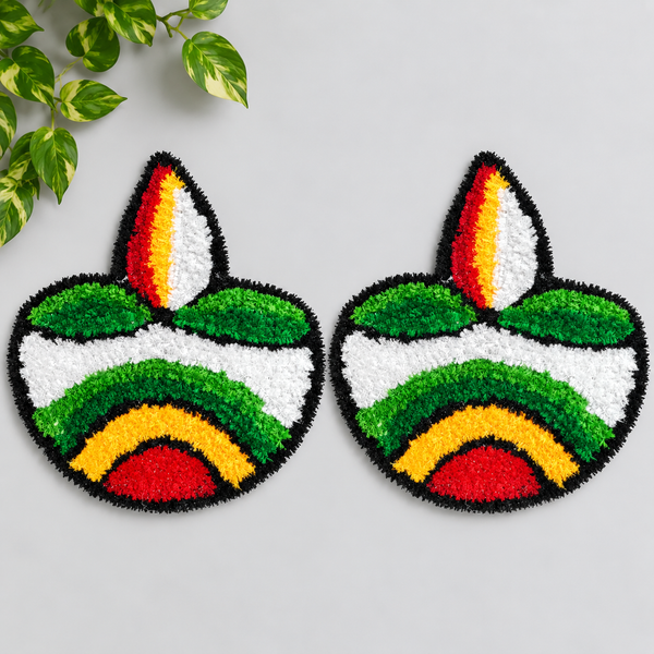 Agantuk Wool Rexin Diya Shape Rangoli Mat for Diwali Decor (Pack of 2)