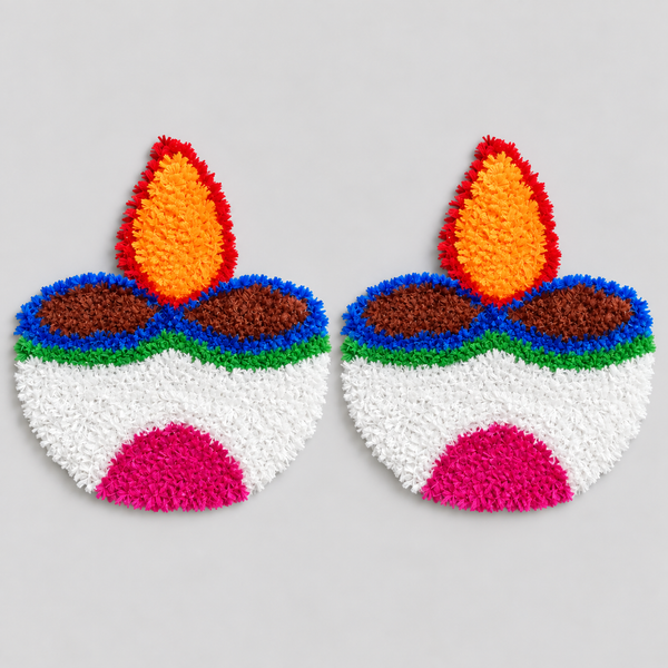 Agantuk Wool Rexin Diya Rangoli for Diwali Decoration | Pack of 2