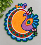 AGANTUK Handcrafted Woolen Rangoli Mat – Peacock Design