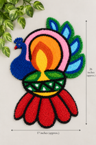 AGANTUK Handcrafted Woolen Rangoli Mat – Peacock Diya Design