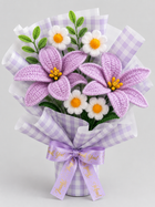AGANTUK Handmade Crochet Flower Bouquet – Lavender & White Floral Arrangement