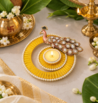 Agantuk Thread Wrapped Peacock Diya Tealight Holder for Diwali Decor (Pack of 1)