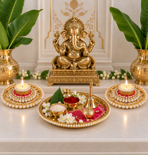 Agantuk Gota & Pearl Decorative Diya Tealight Holder for Diwali Decor (Pack of 1)