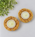 Agantuk Gota Work Diya Tealight Holder for Diwali Home Decor (Pack of 2)