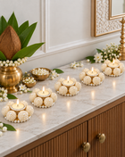Agantuk Pearl Decorative Diya Tealight Holder for Diwali Home Decor (Pack of 2)