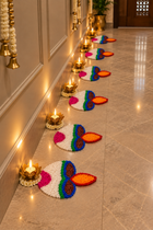 Agantuk Wool Rexin Diya Rangoli for Diwali Decoration | Pack of 2