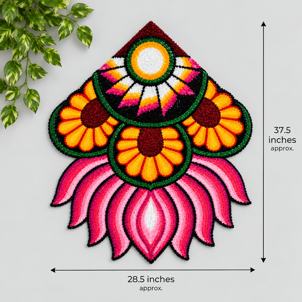 AGANTUK Handmade Lotus Rangoli Doormat – 90x90cm