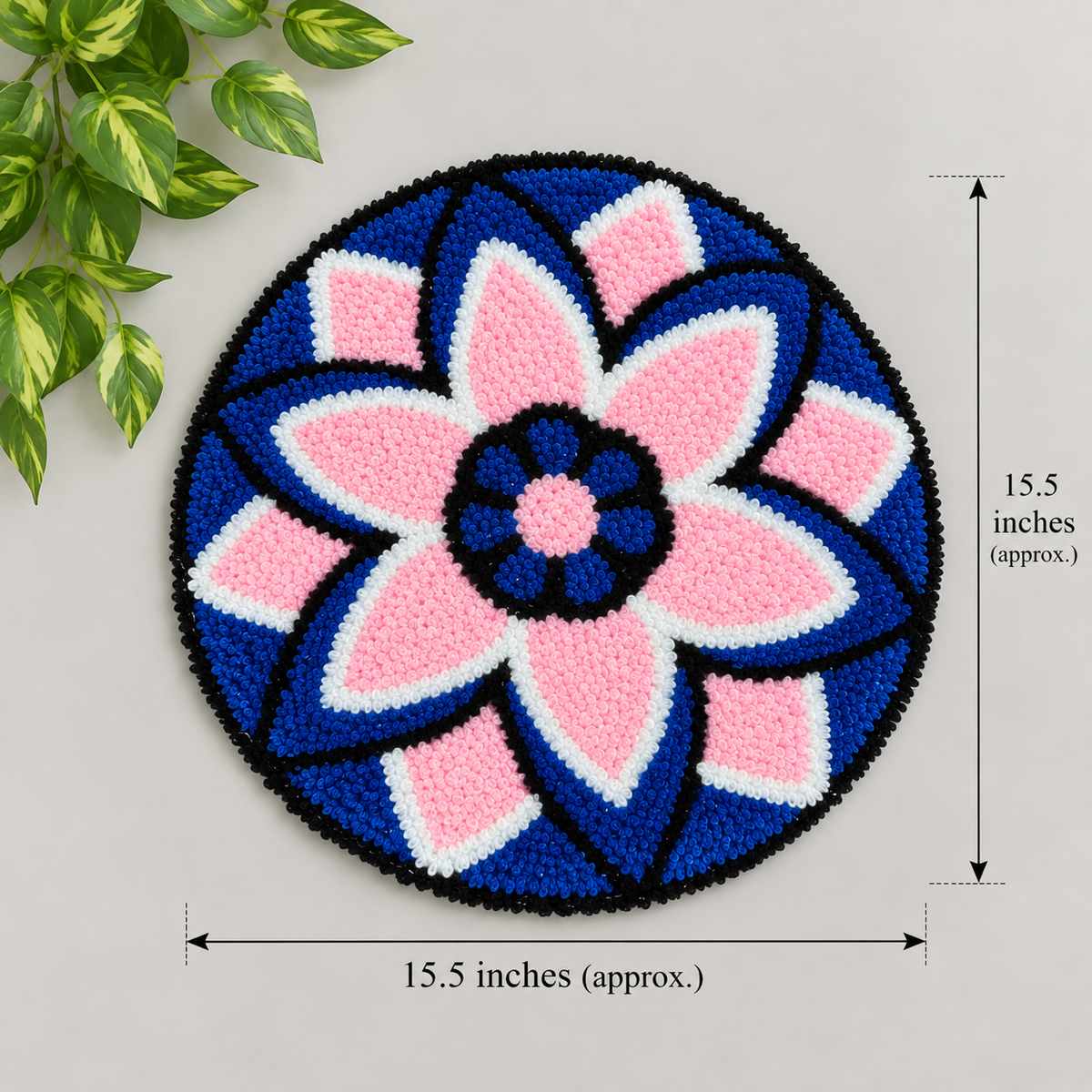 AGANTUK Handcrafted Woolen Rangoli Mat – Flower Design