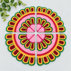 AGANTUK Handcrafted Woolen Rangoli Mat – Floral Design