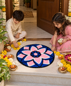 AGANTUK Handcrafted Woolen Rangoli Mat – Flower Design