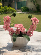 AGANTUK Handmade Pipe Cleaner Pink Lily Flower Pot for Home Decor