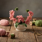 AGANTUK Handmade Pipe Cleaner Pink Lily Flower Pot for Home Decor